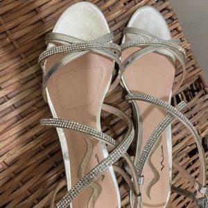 Nina silver metallic foil wedge sandal